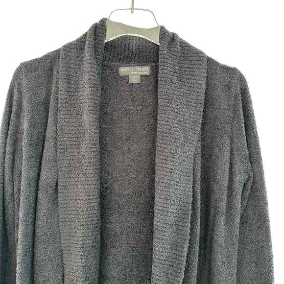 Barefoot Dreams XS/S CozyChic Lite Circle Cardigan Black Open Front Women 452 - Picture 3 of 8